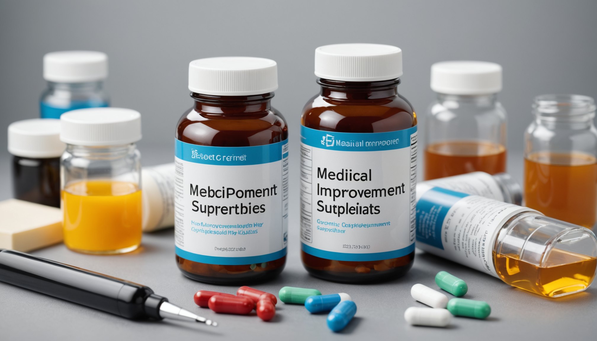 Educational illustration showing herbs, capsules, and a heart-vascular icon representing potency improvement supplements